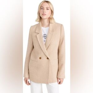 Anine Bing Beige Herringbone Blazer